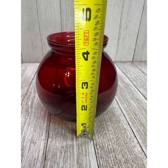 Vintage Ruby Red Glass Vase Bulbous Ball Holiday Home Decor 4" Tall Christmas - Picture 5 of 10
